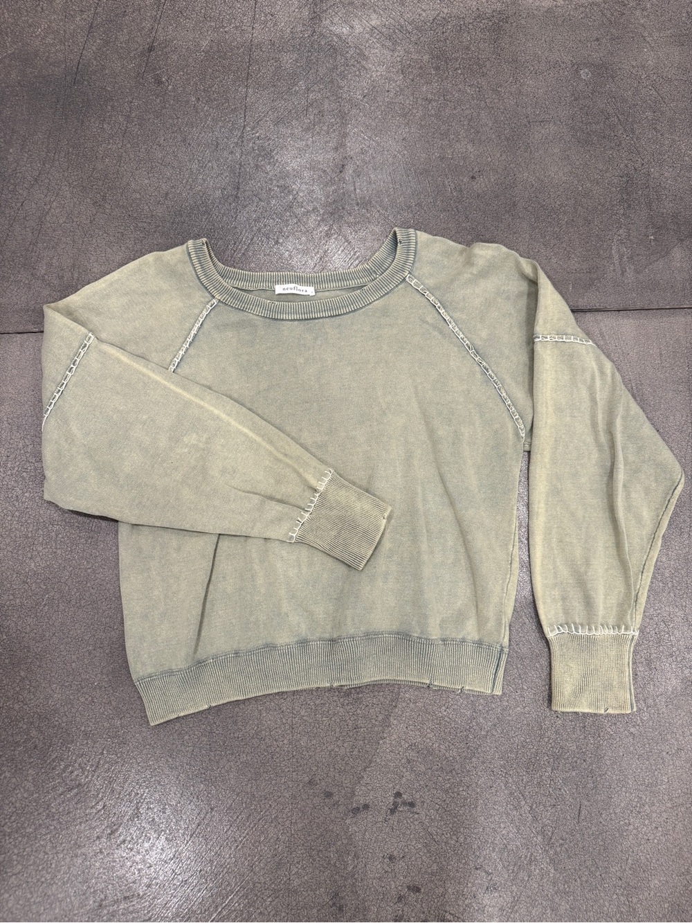 Relaxed Olive Crewneck Sweater - Women's